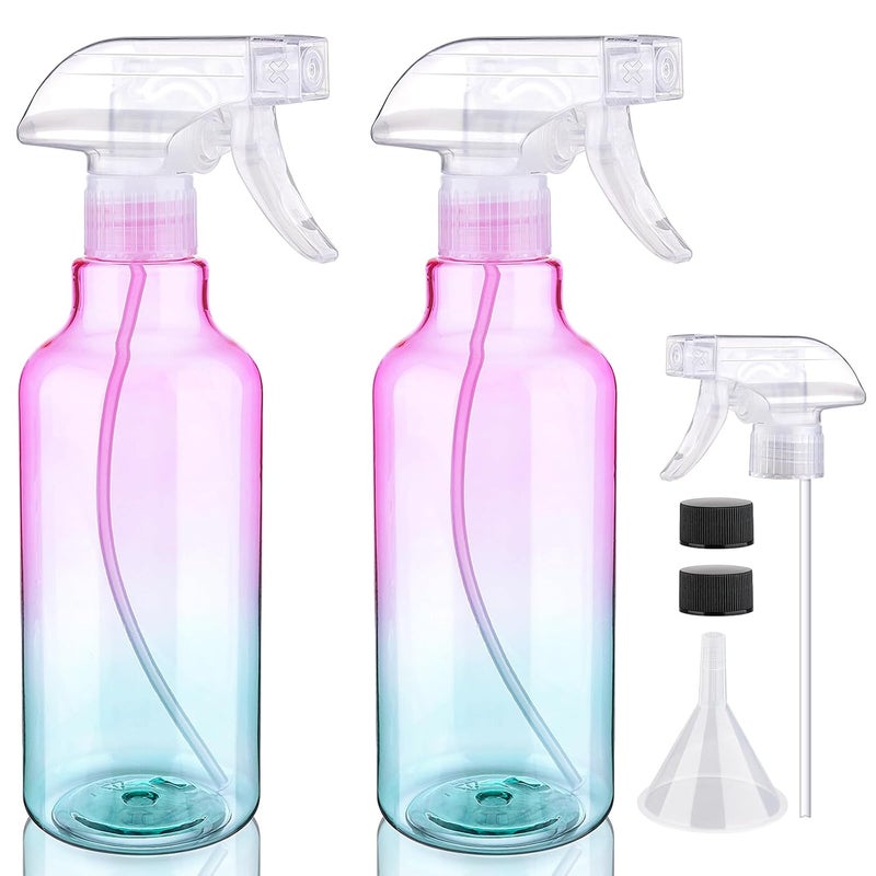 Hethyo Plastic Spray Bottle 16.9oz Empty Spray Bottles Refillable Container Trigger Sprayer for Cleaning Solutions, Water, Plants, Pet, Essential Oils, Hair, 2 Pack (gradient) - Image 1